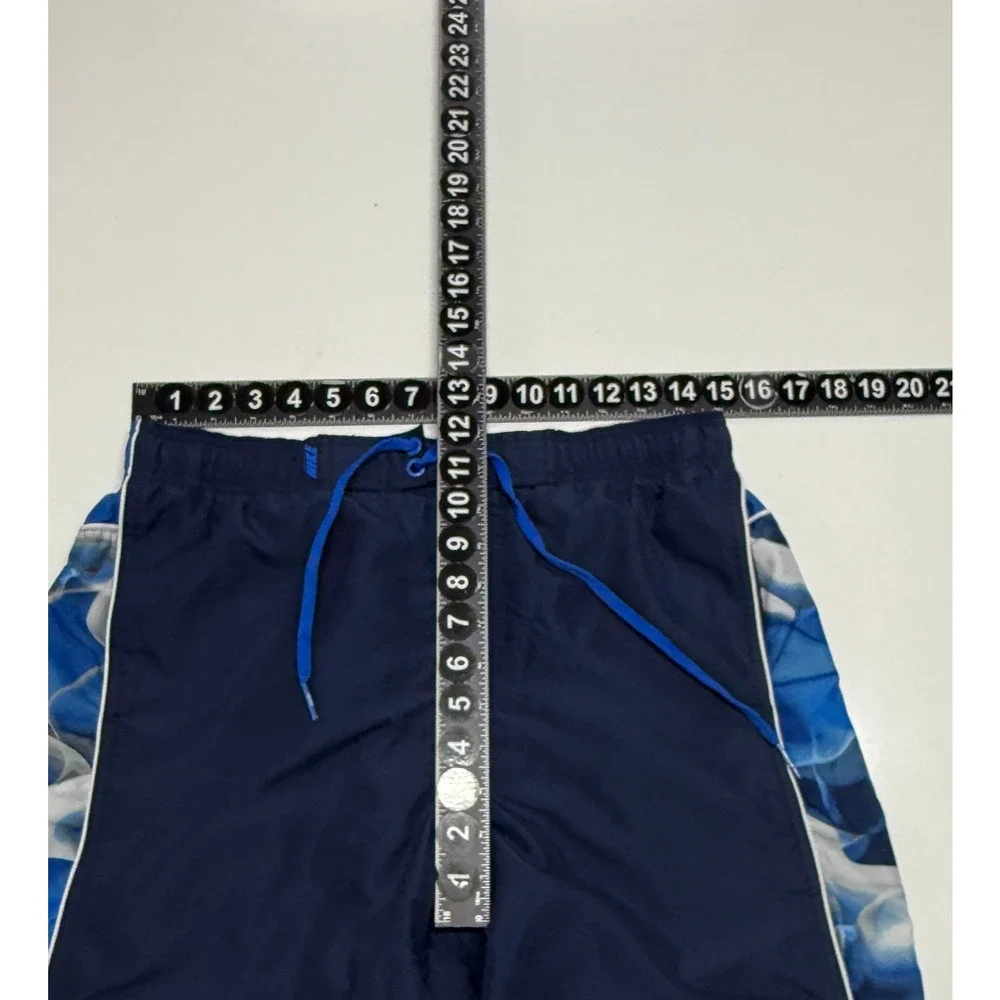Nike Swim Trunks Mens Medium Blue White Tie Dye‎ Mesh Lined Drawstring Pockets